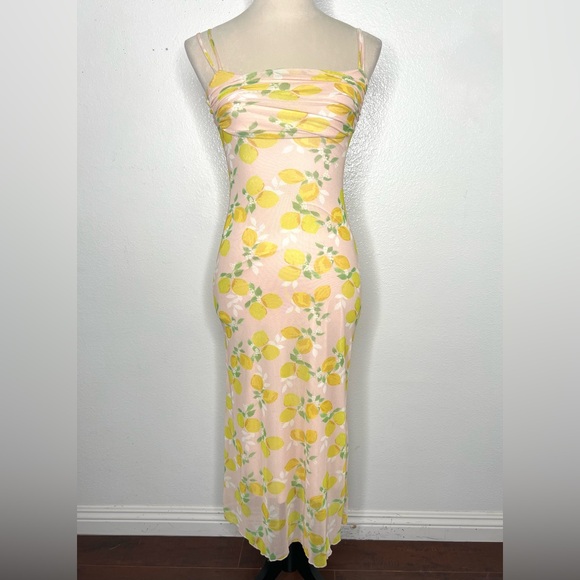 See You Monday Dresses & Skirts - SEE YOU MONDAY Lemon Print Mesh Maxi Dress Size XS